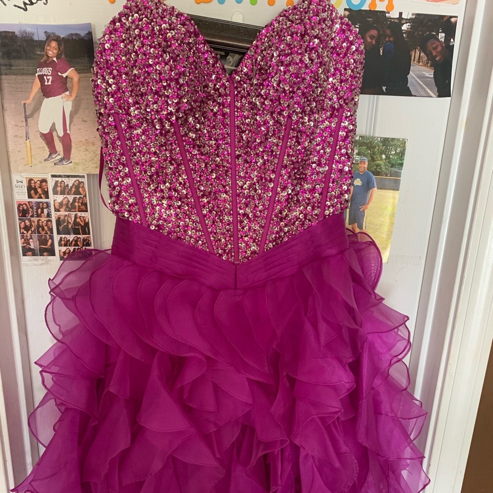 fuchsia homecoming dress